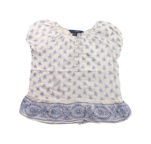 A Blue Short Sleeve Tops from Polo Ralph Lauren in size 7Y for girl. (Front View)