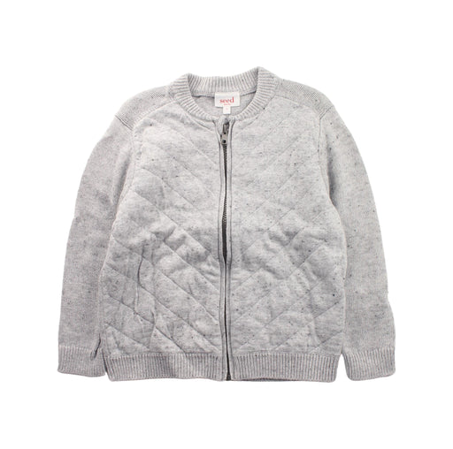 A Grey Zippered Sweatshirts from Seed in size 3T for boy. (Front View)
