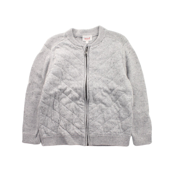 A Grey Zippered Sweatshirts from Seed in size 3T for boy. (Front View)