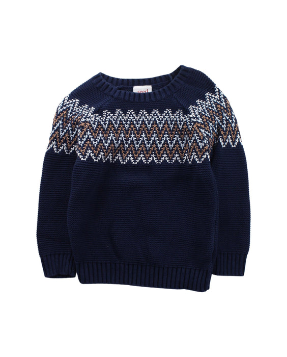 A Blue Knit Sweaters from Seed in size 3T for boy. (Front View)