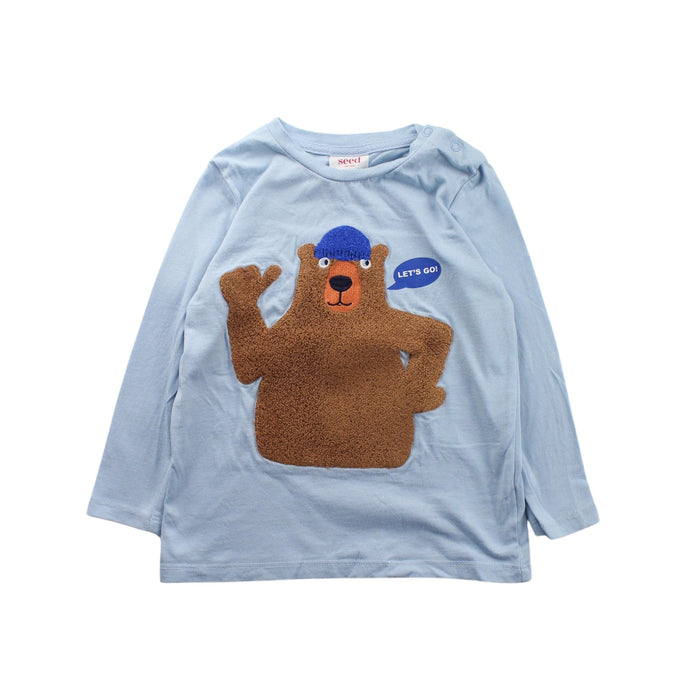 A Blue Long Sleeve T Shirts from Seed in size 2T for boy. (Front View)