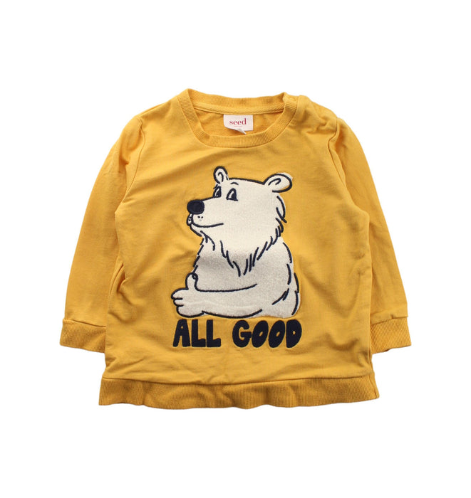A Yellow Crewneck Sweatshirts from Seed in size 2T for boy. (Front View)
