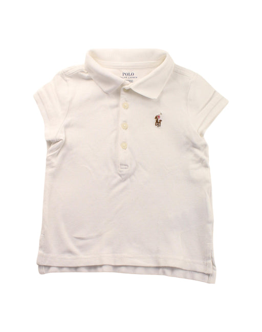A White Short Sleeve Polos from Polo Ralph Lauren in size 2T for girl. (Front View)