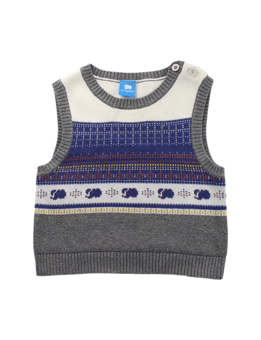 A Grey Sweater Vests from Les Enphants in size 6-12M for boy. (Front View)