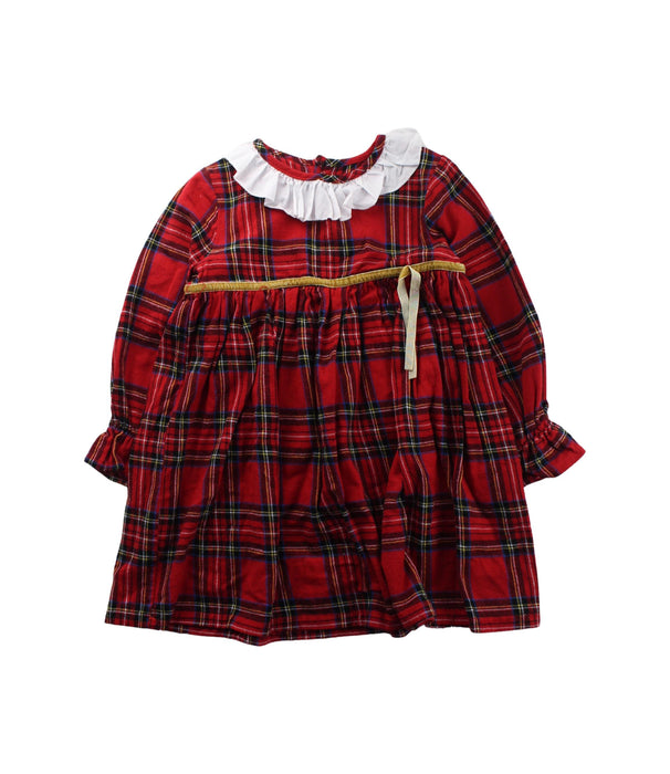 A Red Long Sleeve Dresses from Cotton Pigs in size 5T for girl. (Front View)