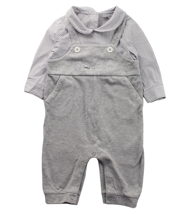 A Grey Long Overalls from Nicholas & Bears in size 3-6M for boy. (Front View)