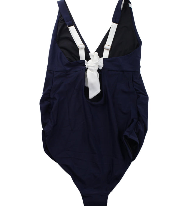 A Blue Swimsuits from Seraphine in size XS for maternity. (Back View)