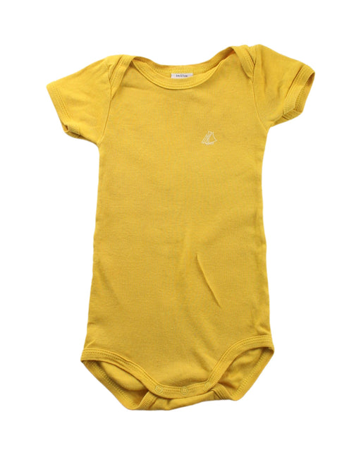 A Yellow Short Sleeve Bodysuits from Petit Bateau in size 3-6M for neutral. (Front View)