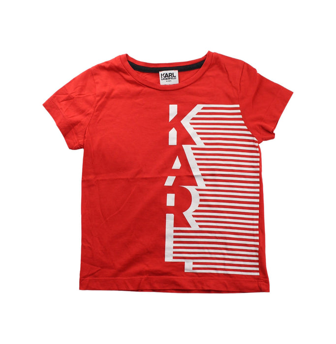 A Red Short Sleeve T Shirts from Karl Lagerfeld in size 3T for girl. (Front View)