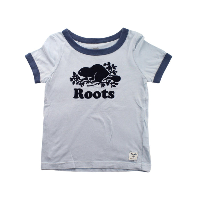 A White Short Sleeve T Shirts from Roots in size 3T for girl. (Front View)