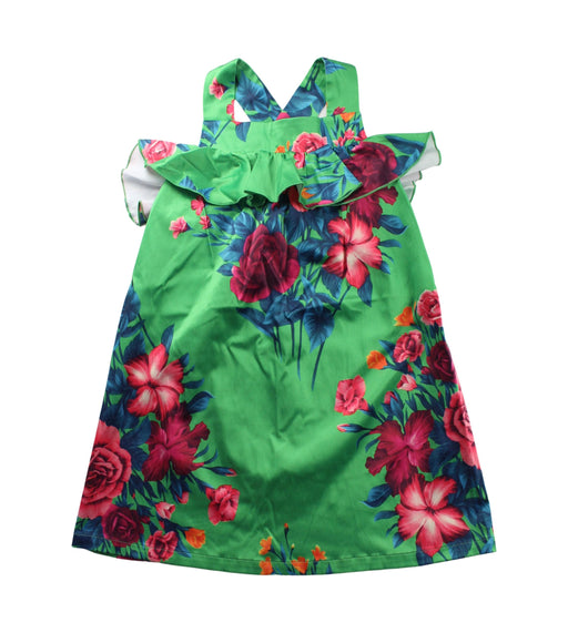 A Green Sleeveless Dresses from I Pinco Pallino in size 7Y for girl. (Front View)