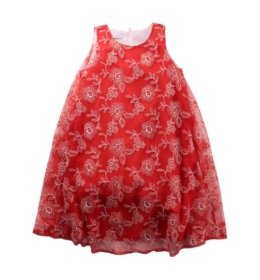 A Red Sleeveless Dresses from I Pinco Pallino in size 7Y for girl. (Front View)