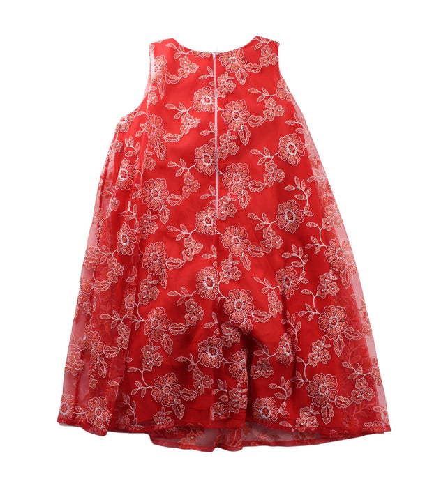A Red Sleeveless Dresses from I Pinco Pallino in size 7Y for girl. (Back View)