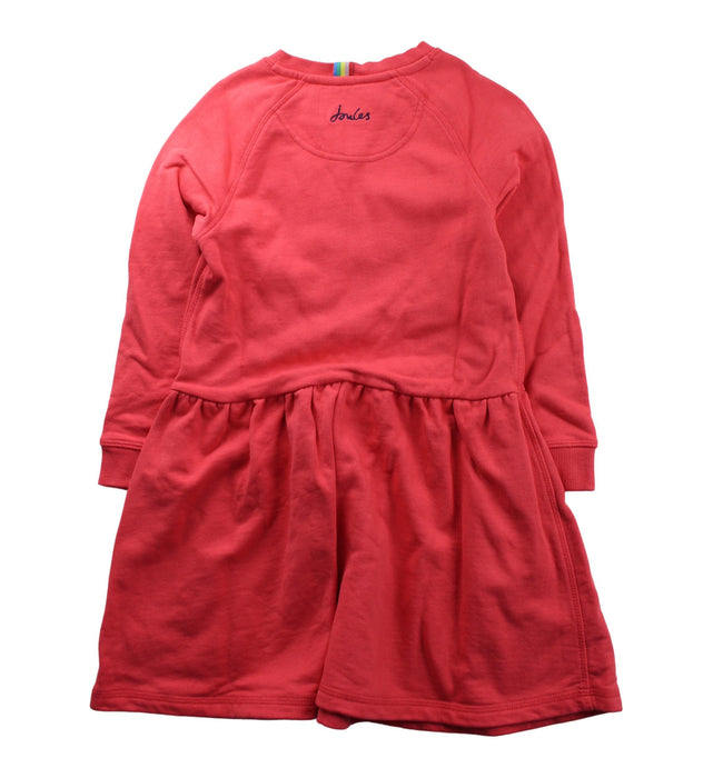 A Red Long Sleeve Dresses from Joules in size 7Y for girl. (Back View)