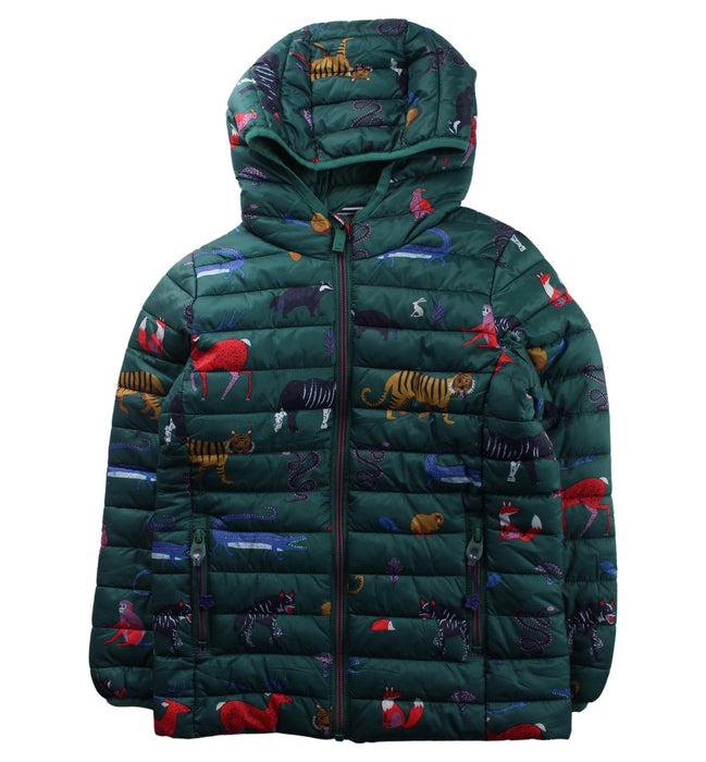 A Green Puffer/Quilted Jackets from Joules in size 7Y for boy. (Front View)