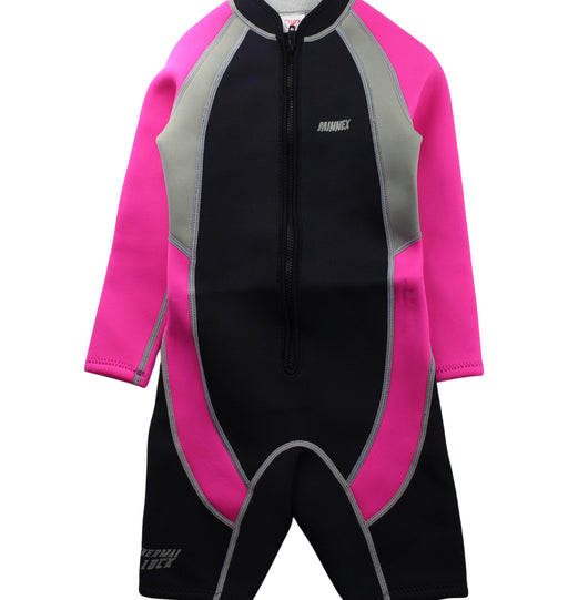 A Black Wetsuits from Minnex in size 8Y for girl. (Front View)
