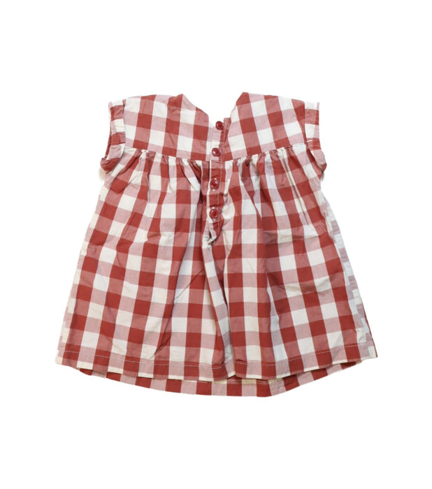 A Red Short Sleeve Dresses from Petit Bateau in size 6-12M for girl. (Back View)