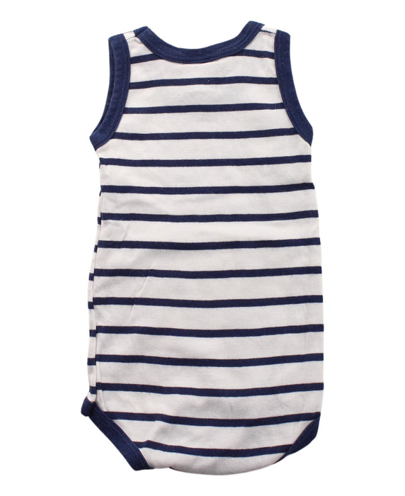 A Blue Sleeveless Bodysuits from Petit Bateau in size 3-6M for boy. (Back View)