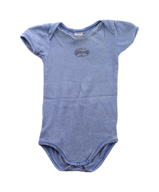A Blue Short Sleeve Bodysuits from Petit Bateau in size 3-6M for boy. (Front View)