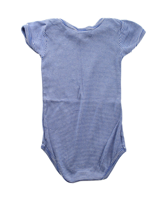A Blue Short Sleeve Bodysuits from Petit Bateau in size 3-6M for boy. (Back View)
