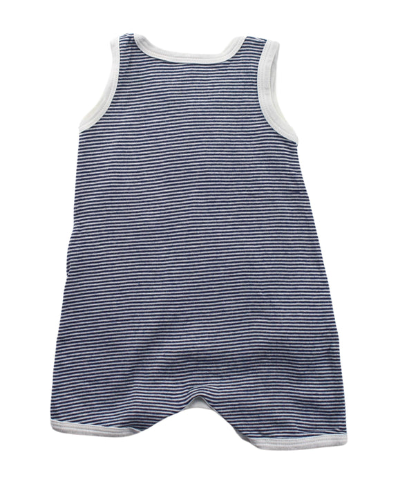 A Blue Sleeveless Rompers from Petit Bateau in size 0-3M for boy. (Back View)