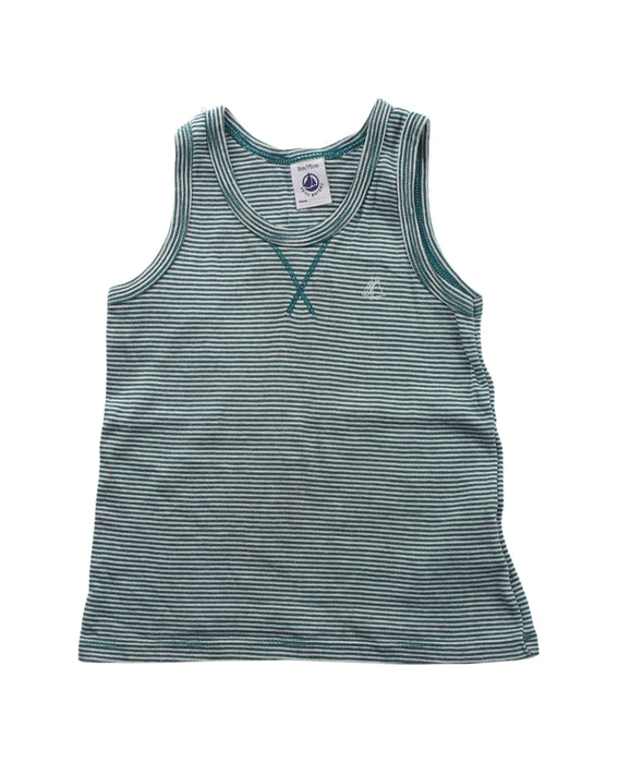 A Green Sleeveless T Shirts from Petit Bateau in size 3T for girl. (Front View)