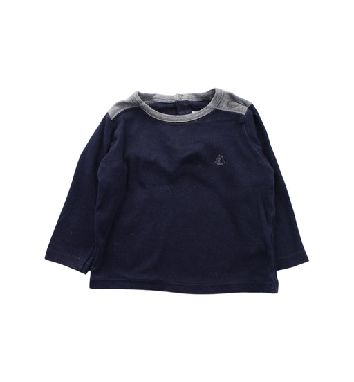 A Blue Long Sleeve T Shirts from Petit Bateau in size 6-12M for boy. (Front View)