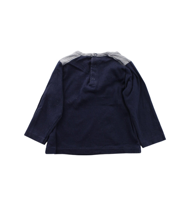A Blue Long Sleeve T Shirts from Petit Bateau in size 6-12M for boy. (Back View)