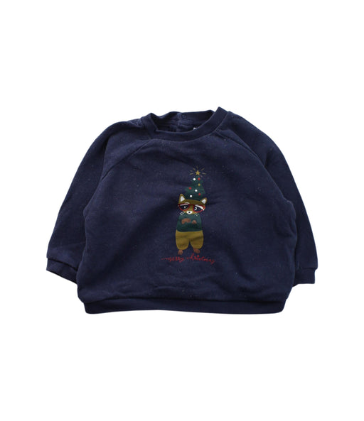 A Blue Buttoned Sweatshirts from Vertbaudet in size 6-12M for boy. (Front View)