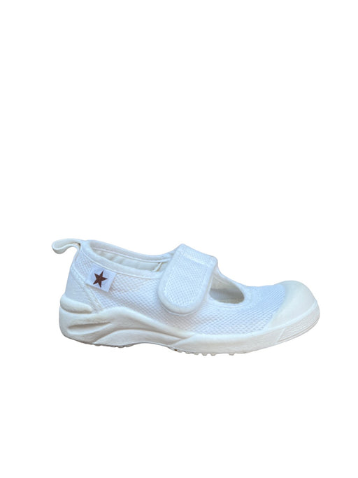 A White Slip Ons from Moonstar in size 18-24M for neutral. (Front View)