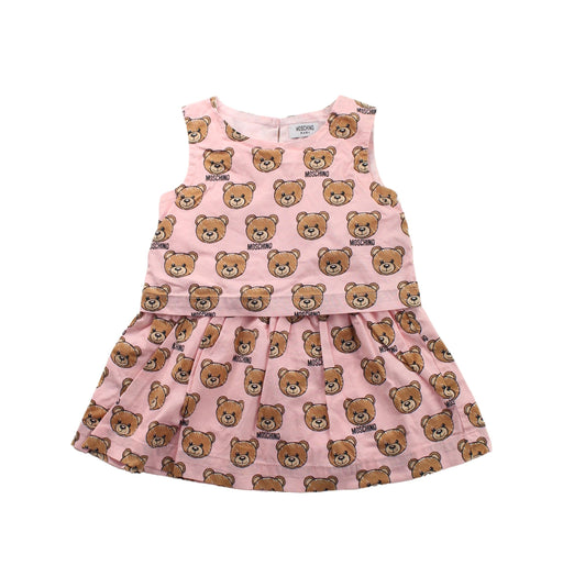 A Brown Sleeveless Dresses from Moschino in size 6-12M for girl. (Front View)