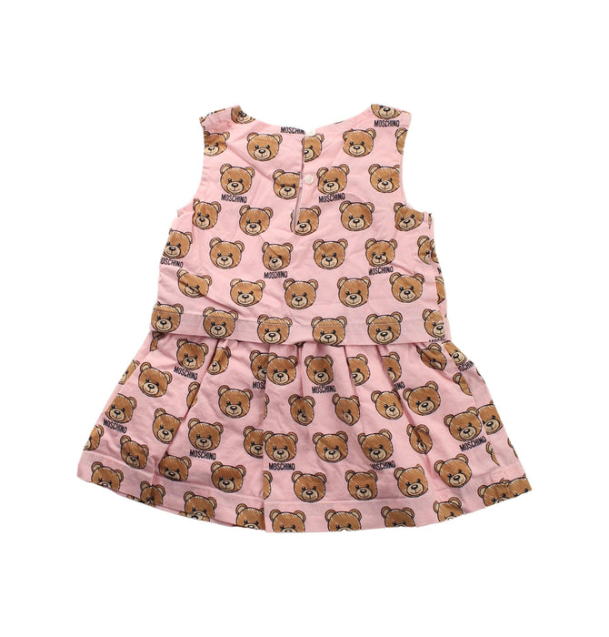 A Brown Sleeveless Dresses from Moschino in size 6-12M for girl. (Back View)