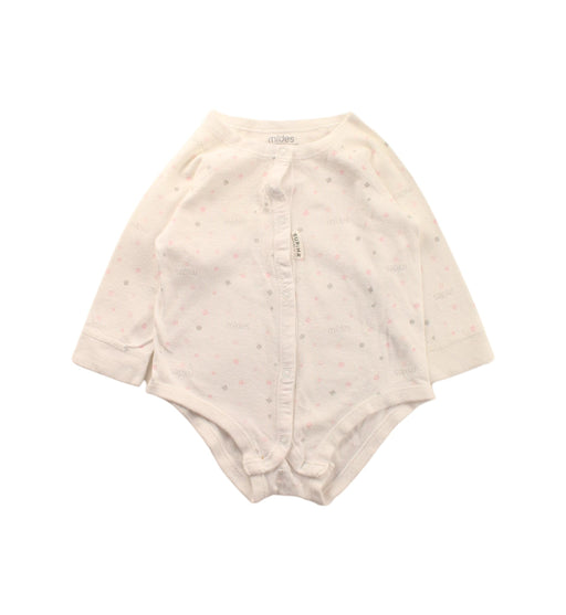 A White Long Sleeve Bodysuits from Mides in size 6-12M for girl. (Front View)