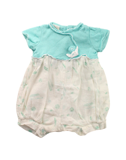 A Blue Short Sleeve Rompers from Chickeeduck in size 0-3M for girl. (Front View)