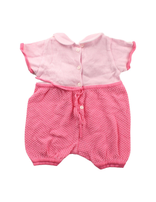 A Pink Short Sleeve Rompers from Chickeeduck in size 0-3M for girl. (Back View)