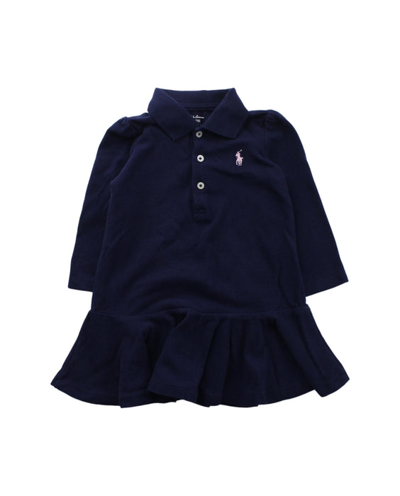 A Blue Long Sleeve Dresses from Ralph Lauren in size 6-12M for girl. (Front View)