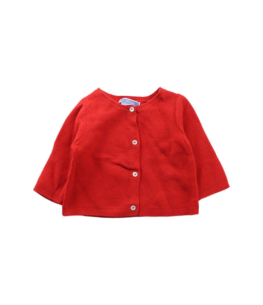 A Red Cardigans from Jacadi in size 0-3M for girl. (Front View)