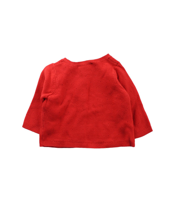 A Red Cardigans from Jacadi in size 0-3M for girl. (Back View)