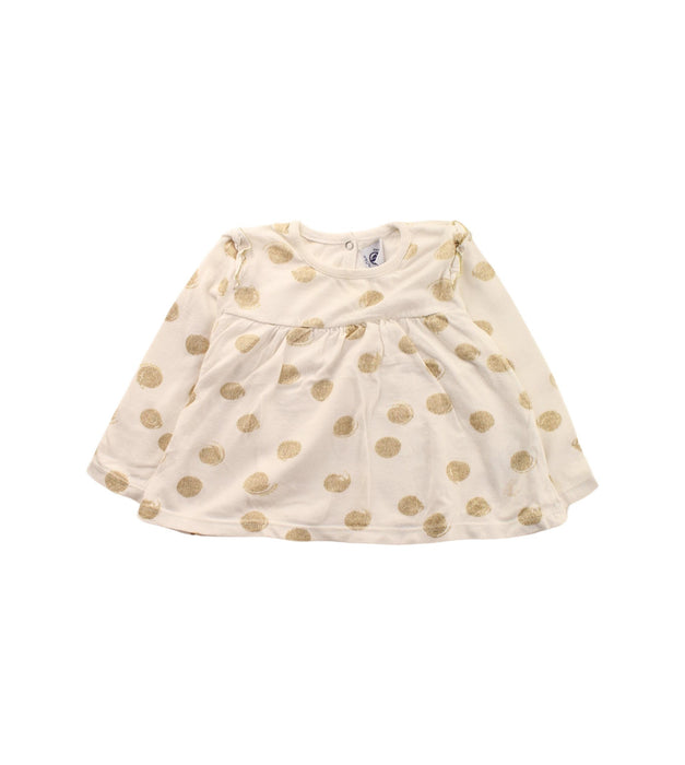 A Gold Long Sleeve Tops from Petit Bateau in size 6-12M for girl. (Front View)