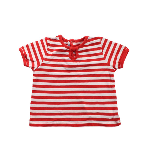 A Red Short Sleeve T Shirts from Petit Bateau in size 6-12M for girl. (Front View)