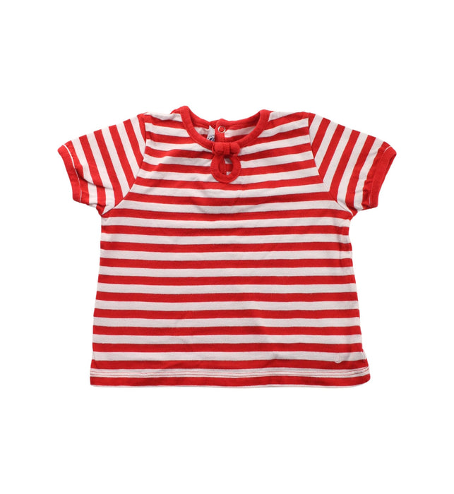 A Red Short Sleeve T Shirts from Petit Bateau in size 6-12M for girl. (Front View)