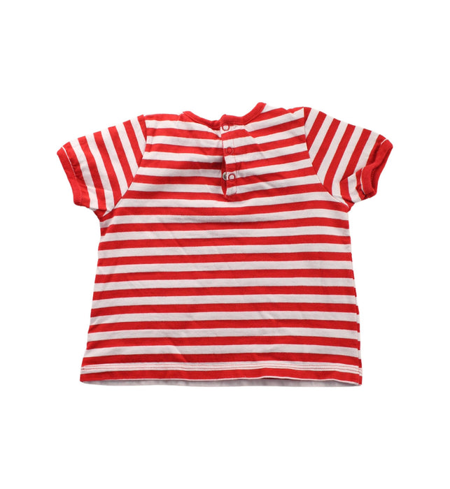 A Red Short Sleeve T Shirts from Petit Bateau in size 6-12M for girl. (Back View)