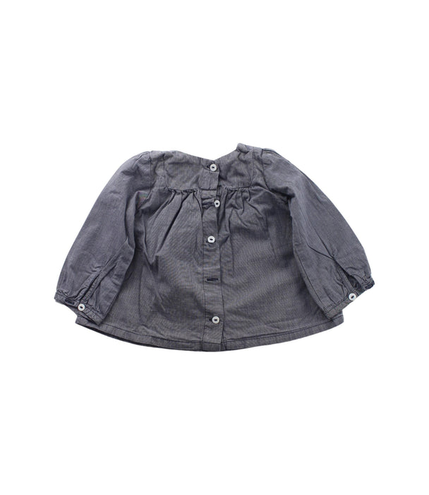 A Grey Long Sleeve Tops from Petit Bateau in size 3-6M for girl. (Back View)