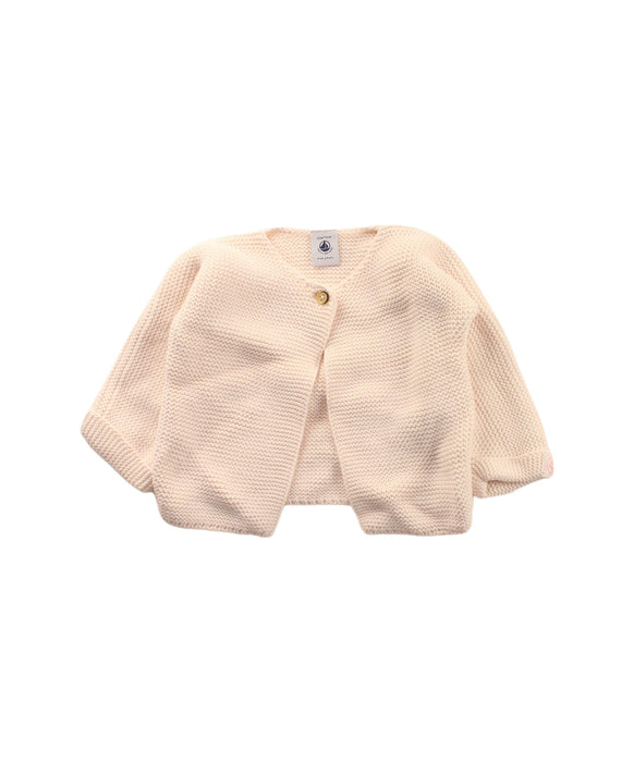 A White Cardigans from Petit Bateau in size 6-12M for girl. (Front View)