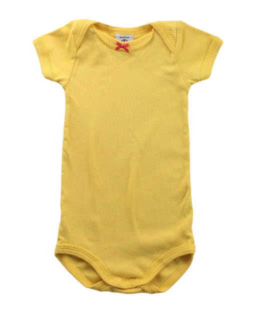 A Yellow Short Sleeve Bodysuits from Petit Bateau in size 3-6M for girl. (Front View)