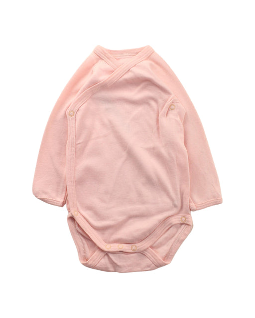 A Pink Long Sleeve Bodysuits from Petit Bateau in size 3-6M for girl. (Front View)