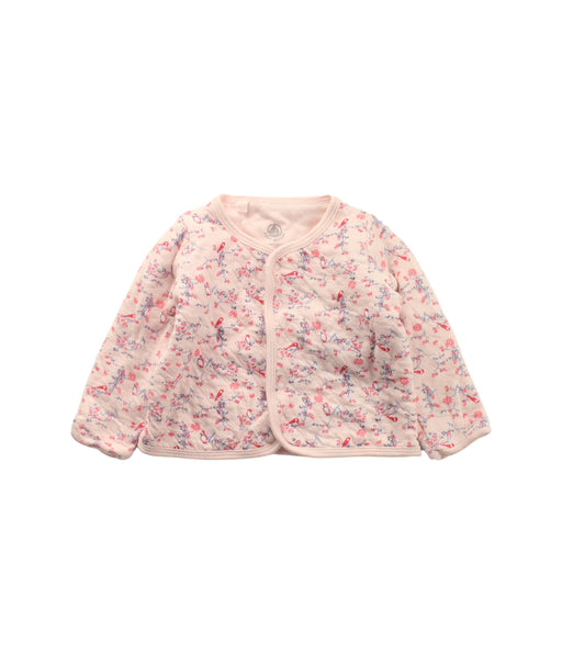 A Pink Puffer/Quilted Jackets from Petit Bateau in size 0-3M for girl. (Front View)