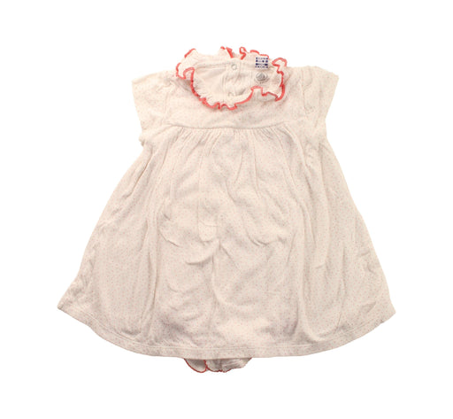 A White Short Sleeve Bodysuits from Petit Bateau in size 12-18M for girl. (Front View)
