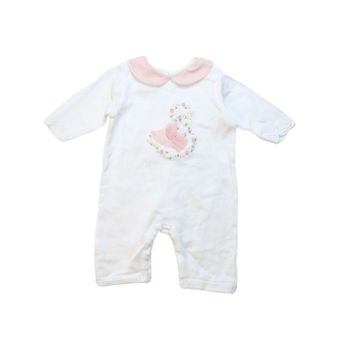 A White Long Sleeve Jumpsuits from Chickeeduck in size 0-3M for girl. (Front View)
