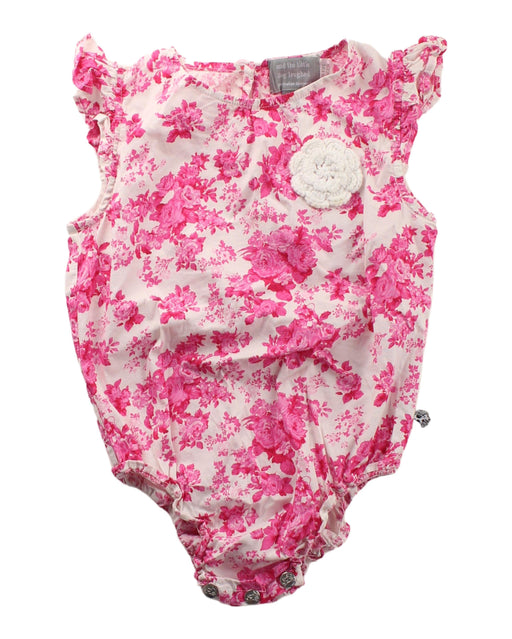 A Pink Sleeveless Bodysuits from and the little dog laughed in size 12-18M for girl. (Front View)